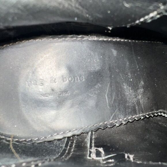 Rag & Bone Harrow Ankle Boots Black Leather Size 37 Ankle Strap Booties - Picture 8 of 9